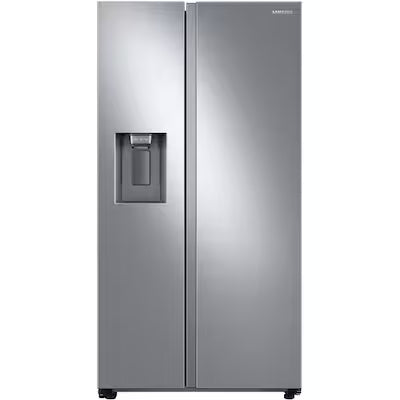 Samsung 27.4-cu ft Standard-Depth 36-in Wide Side-by-Side Refrigerator with Ice Maker ,Water and Ice Dispenser ( Fingerprint Resistant Stainless Steel ) Model# RS27T5200SR