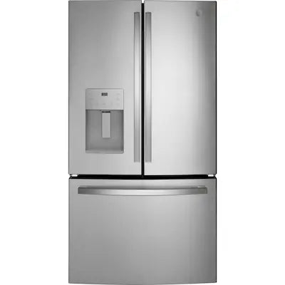 GE Standard-Depth 25.7-cu ft 3 -Door 36-in Wide French Door with Ice Maker ( Fingerprint-resistant Stainless Steel ) ENERGY STAR Certified Model# GFE26JYMFS A13-45