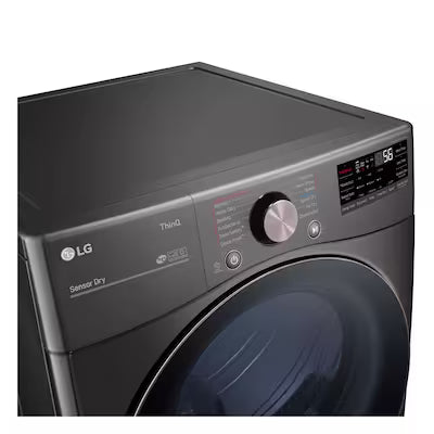 LG True Steam 7.4-cu ft Stackable Vented Electric Dryer with Steam Cycle ( Black Steel ) Model# DLEX4000B