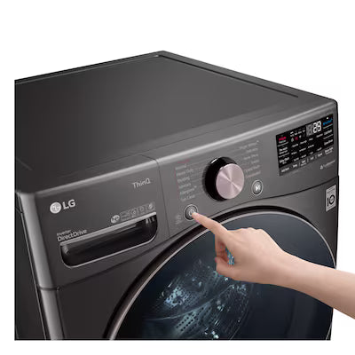 LG TurboWash 360 High Efficiency Stackable Medium ( 4.5-cu ft ) Front-Load Washer with Steam Cycle ( Black Steel ) Model# WM4000HBA