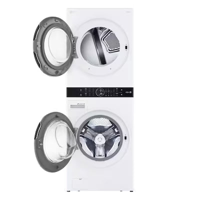 LG WashTower Gas Stacked Laundry Center with 4.5-cu ft Front load Washer and 7.4-cu ft Dryer ( White ) Model# WKGX201HWA