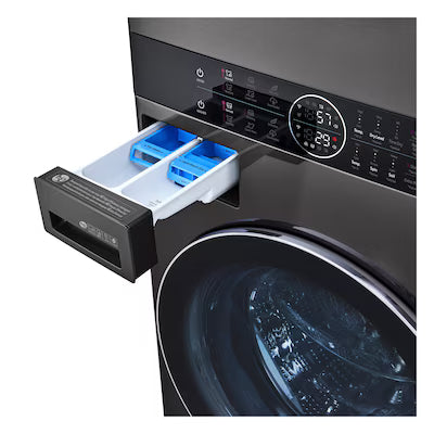 LG WashTower Electric Stacked Laundry Center with 4.5-cu ft Front load Washer and 7.4-cu ft Dryer ( Black Steel ) Model# WKEX200HBA
