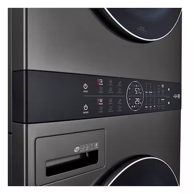 LG WashTower Electric Stacked Laundry Center with 4.5-cu ft Front load Washer and 7.4-cu ft Dryer ( Black Steel ) Model# WKEX200HBA