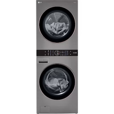 LG WashTower Electric Stacked Laundry Center with 4.5-cu ft Front load Washer and 7.4-cu ft Dryer ( Graphite Steel ) Model# WKE100HVA