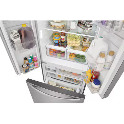 Frigidaire Counter-Depth 17.6-cu ft 3 -Door 31-in Wide French Door Refrigerator with Ice Maker ( Fingerprint-Resistant Stainless Look ) ENERGY STAR Certified Model# FRFG1723AV