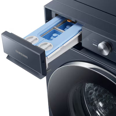 Samsung Bespoke High Efficiency Stackable Extra Large ( 5.3-cu ft ) Front-Load Washer with Steam Cycle ( Brushed Navy ) Model# WF53BB8900AD