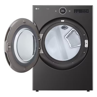 LG 7.4-cu ft Stackable Vented Gas Dryer with Steam Cycle ( Black Steel ) Model# DLGX6701B