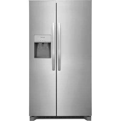 Frigidaire 25.6-cu ft Standard-Depth 36-in Wide Side-by-Side Refrigerator with Ice Maker ,Water and Ice Dispenser ( Stainless steel ) ENERGY STAR Certified Model# FRSS2623AS