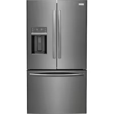 Frigidaire Gallery Standard-Depth 27.8-cu ft 3 -Door 36-in Wide French Door Refrigerator with Dual Ice Maker with Water and Ice Dispenser ( Fingerprint Resistant Black Stainless Steel ) ENERGY STAR Certified Model# GRFS2853AD