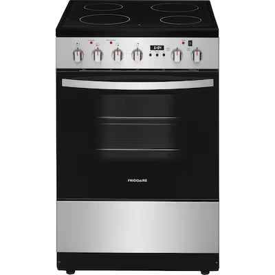 Frigidaire 24-in Glass Top 4 burners 1.9-cu ft Convection Oven Slide-In Electric Range Stainless Steel ) Model# FCFE2425AS