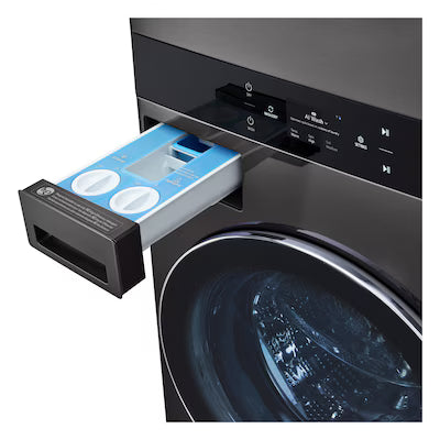 LG WashTower Electric Stacked Laundry Center with 5-cu ft Front load Washer and 7.4-cu ft Dryer ( Black Stainless Steel ) Model# WKEX300HBA
