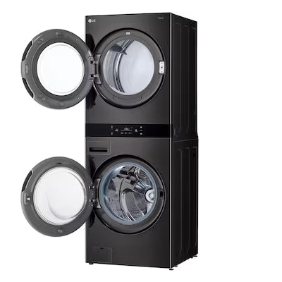 LG WashTower Electric Stacked Laundry Center with 5-cu ft Front load Washer and 7.4-cu ft Dryer ( Black Stainless Steel ) Model# WKEX300HBA