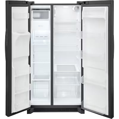 Frigidaire 25.6-cu ft Standard-Depth 36-in Wide Side-by-Side Refrigerator with Ice Maker ,Water and Ice Dispenser ( Black Stainless Steel ) ENERGY STAR Certified Model# FRSS2623AD