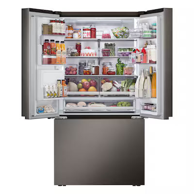 LG Counter-Depth 4 Types of Ice 25.5-cu ft 3 -Door 36-in Wide with Dual Ice Maker ( PrintProof Black Stainless Steel ) ENERGY STAR Certified Model# LRYXC2606D