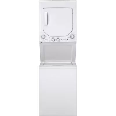 GE Gas Stacked Laundry Center with 2.3-cu ft Top load Washer and 4.4-cu ft Dryer ( White ) Model# GUD24GSSMWW