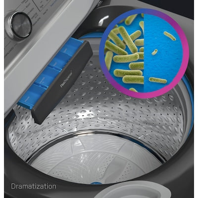 New GE Profile™ ENERGY STAR® 5.0 cu. ft. Capacity Washer with Smarter Wash Technology and FlexDispense™ Model# PTW600BSRWS N02-02