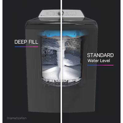 GE Profile 5.4 cu. ft. Capacity Washer with Smarter Wash Technology and FlexDispense Model# PTW700BPTDG A12-46