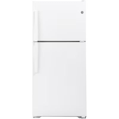 GE  21.9-cu ft Standard-Depth 33-in Wide Top-Freezer Refrigerator ( White ) Garage Ready Model# GTE22JTNRWW