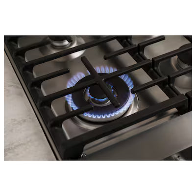 GE Profile 30-in 5 burners 5.6-cu ft Air Fry Convection Oven Slide-In Natural Gas Range ( Fingerprint Resistant Stainless Steel ) Model# PGS930YPFS
