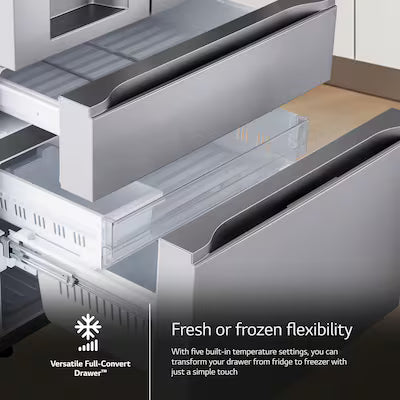 LG Standard-Depth 28.6-cu ft 4 -Door 36-in Wide Smart Compatible French Door Refrigerator with Dual Ice Maker with Water and Ice Dispenser ( PrintProof Stainless Steel ) ENERGY STAR Certified Model# LF29S8330S