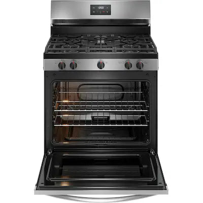 Frigidaire 30-in 5 burners 5.1-cu ft Freestanding Natural Gas Range ( Stainless Steel ) Model# FCRG3052BS