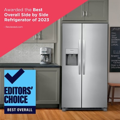 Frigidaire 25.6-cu ft Standard-Depth 36-in Wide Side-by-Side Refrigerator with Ice Maker ( Stainless steel ) ENERGY STAR Certified Model# FRSS2623AS