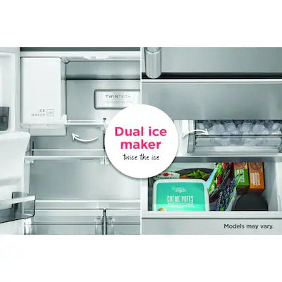 Frigidaire Gallery Standard-Depth 27.8-cu ft 3 -Door 36-in Wide French Door Refrigerator with Dual Ice Maker with Water and Ice Dispenser ( Fingerprint Resistant Stainless Steel ) ENERGY STAR Certified Model#  GRFS2853AF