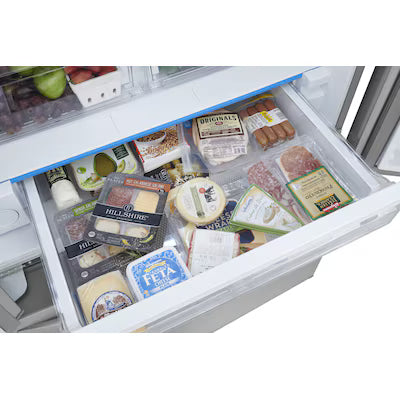 Coming Soon Frigidaire Standard-Depth 28.8-cu ft 3 -Door 36-in Wide French Door Refrigerator with Ice Maker with Water Dispenser ( Smudge-Proof Stainless Steel ) ENERGY STAR Certified Model# FRFN2813AF