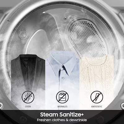 Samsung 7.5-cu ft Stackable Vented Electric Dryer with Steam Cycle ( Platinum ) Model# DVE45B6300P