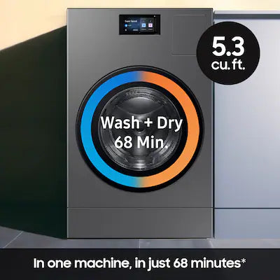 Samsung Bespoke Traditional Drying 5.3-cu ft Vented All-In-One Washer Dryer Combo with Steam Cycle ( Brushed Black ) Model# WD90F53AVB