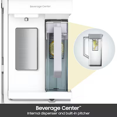 Samsung Bespoke AI Standard-Depth Family Hub 29-cu ft 36-in Wide with Dual Ice Maker ( Charcoal Glass Top with Stainless Steel Bottom Panels ) ENERGY STAR Certified Model# RF90F29EECR A13-52