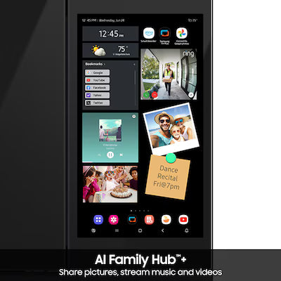 Samsung Bespoke AI Standard-Depth Family Hub 29-cu ft 36-in Wide with Dual Ice Maker ( Charcoal Glass Top with Stainless Steel Bottom Panels ) ENERGY STAR Certified Model# RF90F29EECR A13-52