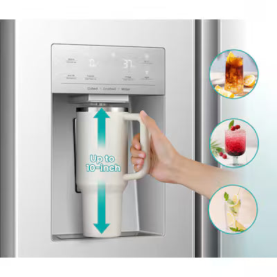 Hisense Ultra Capacity 29.1-cu ft Standard-Depth 36-in Wide Side-by-Side Refrigerator with Ice Maker ,Water and Ice Dispenser ( Fingerprint resistant stainless steel ) Model# HRS290P5FSE A13-39