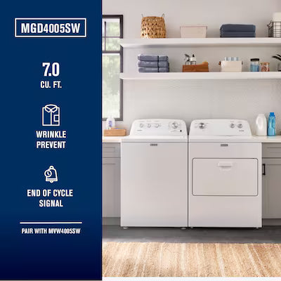 Maytag 7-cu ft Vented Gas Dryer ( White ) Model# MGD4005SW A13-12