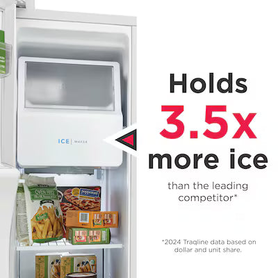 Frigidaire 25.6-cu ft Standard-Depth 36-in Wide Side-by-Side Refrigerator with Ice Maker ( Stainless steel ) ENERGY STAR Certified Model# FRSS2623AS