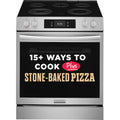 Frigidaire Gallery Stone-Baked Pizza 30-in Glass Top 5 burners 6.2-cu ft Air Fry Convection Oven Slide-In Electric Range ( Smudge-Proof Stainless Steel ) Model# GCFE3070BF