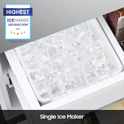 Samsung Standard-Depth 22-cu ft 3 -Door 30-in Wide with Ice Maker ( Fingerprint Resistant Stainless Steel ) ENERGY STAR Certified Model# RF22A4221SR