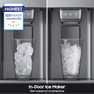 Samsung 27.4-cu ft Standard-Depth 36-in Wide Side-by-Side Refrigerator with Ice Maker ,Water and Ice Dispenser ( Fingerprint Resistant Stainless Steel ) Model# RS27T5200SR