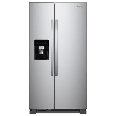 Whirlpool 24.6-cu ft Standard-Depth 36-in Wide Side-by-Side Refrigerator with Ice Maker ,Water and Ice Dispenser ( Fingerprint Resistant Stainless Finish ) Model# WRS315SDHZ