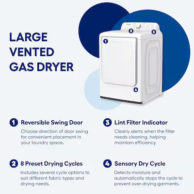 Samsung 7.2-cu ft Vented Gas Dryer ( White ) Model# DVG41A3000W