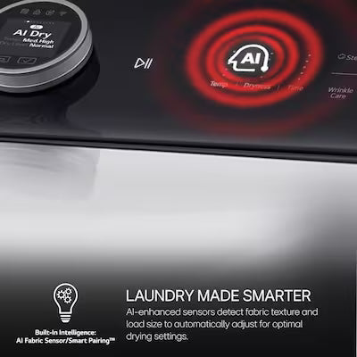 LG 7.3 cu. ft. vented SMART Gas Dryer in White with EasyLoad Door, TurboSteam and Sensor Dry Technology Model# DLGX8601WE