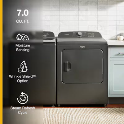 Whirlpool 7-cu ft Vented Gas Dryer with Steam Cycle ( Volcano Black ) Model# WGD6150PB A13-30