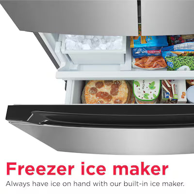 Frigidaire Counter-Depth 19.9-cu ft 3 -Door 35.5-in Wide French Door Refrigerator with Ice Maker with Water Dispenser ( Fingerprint Resistant Stainless Steel Look ) Model# FRFG2011AV