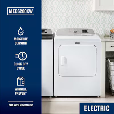 Maytag 7.0-cu ft Vented Electric Dryer ( White ) Model# MED6200KW A14-36