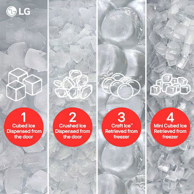 LG Counter-Depth 4 Types of Ice 25.5-cu ft 3 -Door 36-in Wide with Dual Ice Maker ( PrintProof Black Stainless Steel ) ENERGY STAR Certified Model# LRYXC2606D