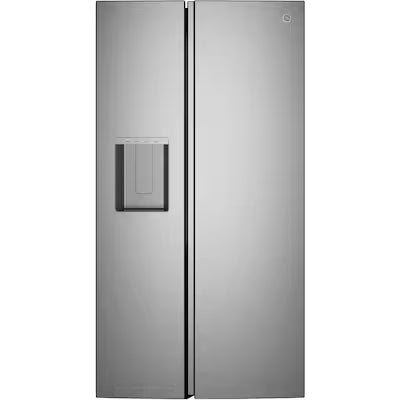 GE 27.7-cu ft Standard-Depth 36-in Wide Side-by-Side Refrigerator Smart Compatible with Ice Maker ,Water and Ice Dispenser ( Fingerprint Resistant Stainless Steel ) Model# GSS28LYYFS A13-41