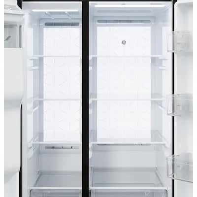 GE 27.7-cu ft Standard-Depth 36-in Wide Side-by-Side Refrigerator Smart Compatible with Ice Maker ,Water and Ice Dispenser ( Fingerprint Resistant Stainless Steel ) Model# GSS28LYYFS A13-41