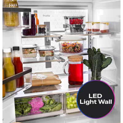 GE Profile 22.4 Cu. Ft. Smart Counter-Depth Fingerprint Resistant 4-Door French-Door Refrigerator with Door In Door Model# PXD22BYPFS A12-65