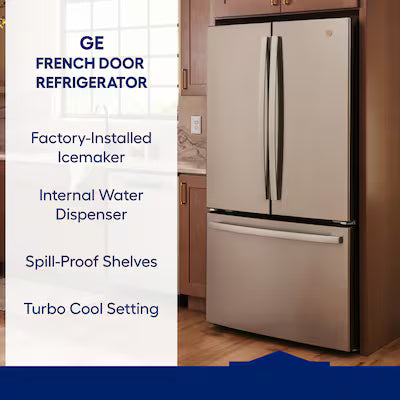GE Standard-Depth 27-cu ft 3 -Door 36-in Wide with Ice Maker ( Fingerprint-resistant Stainless Steel ) ENERGY STAR Certified Model# GNE27JYMFS A12-59