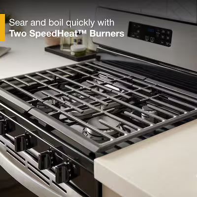 Whirlpool 30-in 5 burners 5.1-cu ft Freestanding Natural Gas Range ( Stainless Steel ) Model# WFG505M0MS A13-22